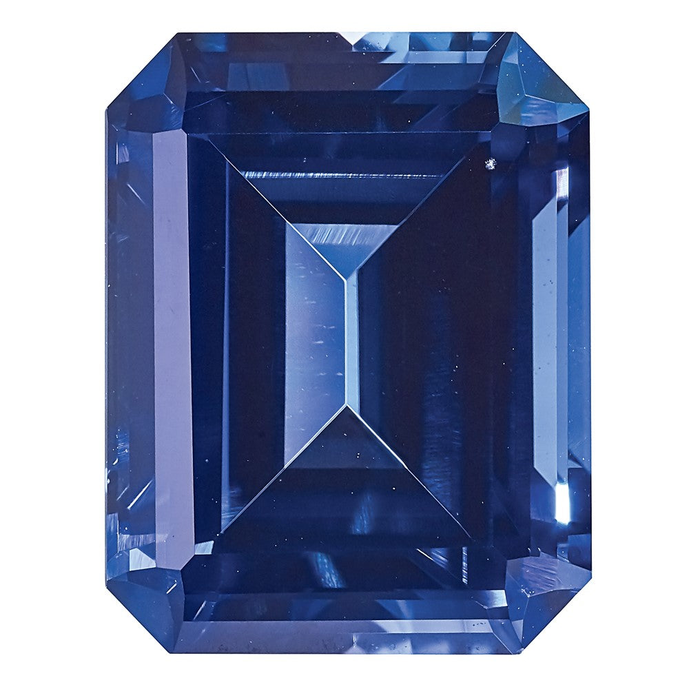 Gemstone Created Blue Sapphire 8X6mm Emerald Cut