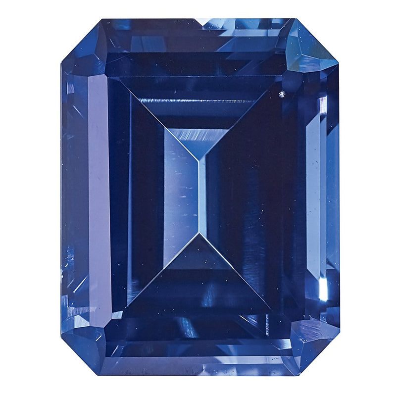 Gemstone Created Blue Sapphire 7X5mm Emerald Cut