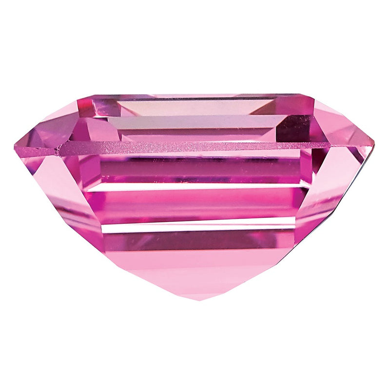 Gemstone Created Pink Sapphire 8X6mm Emerald Cut