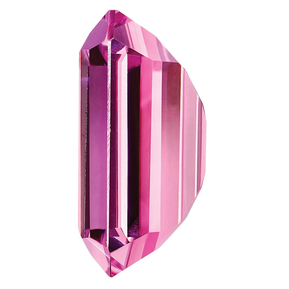 Gemstone Created Pink Sapphire 9X7mm Emerald Cut