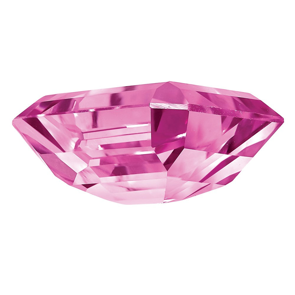 Gemstone Created Pink Sapphire 12X10mm Emerald Cut