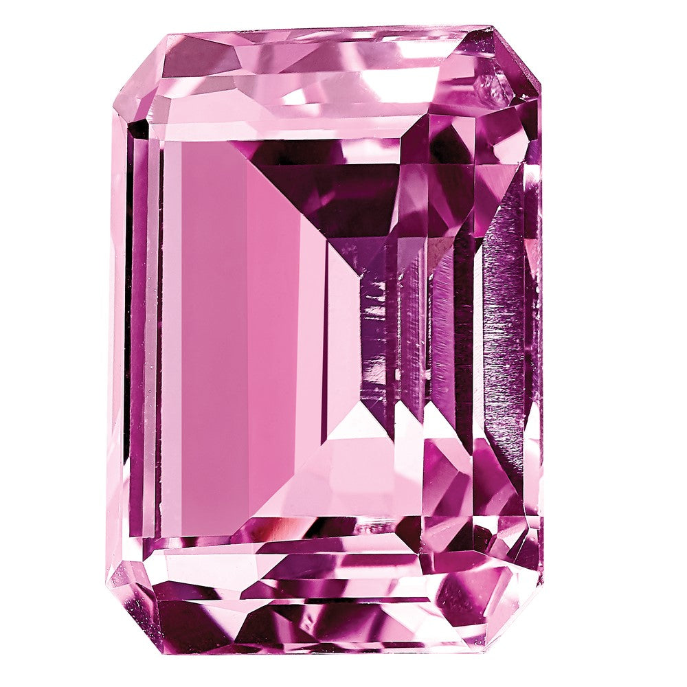 Gemstone Created Pink Sapphire 8X6mm Emerald Cut