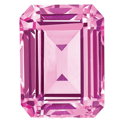 Gemstone Created Pink Sapphire 8X6mm Emerald Cut