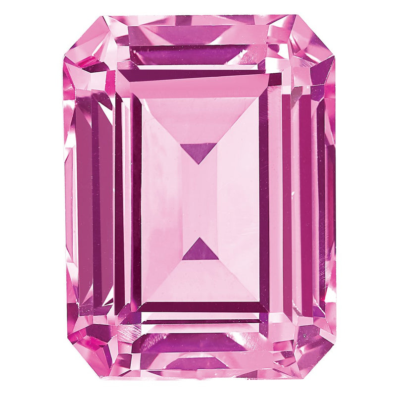 Gemstone Created Pink Sapphire 8X6mm Emerald Cut
