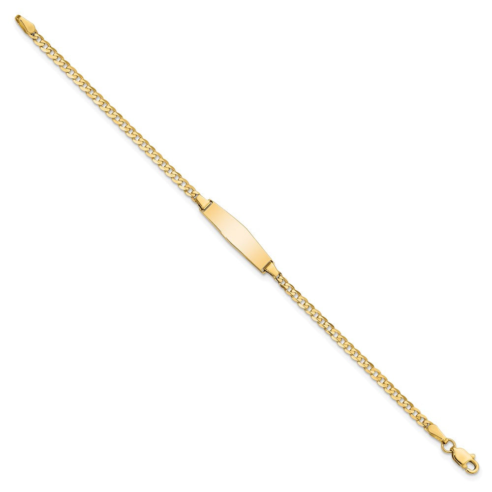 Solid 14K Yellow Gold Baby Soft Diamond Shape Curb ID Bracelet