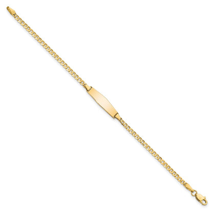 Solid 14K Yellow Gold Baby Soft Diamond Shape Curb ID Bracelet