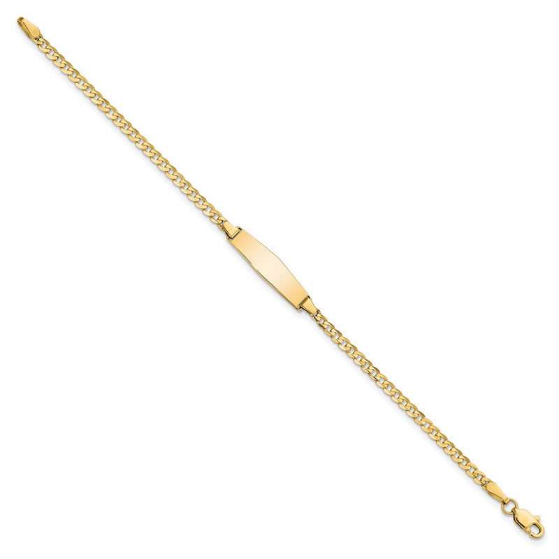 Solid 14K Yellow Gold Baby Soft Diamond Shape Curb ID Bracelet