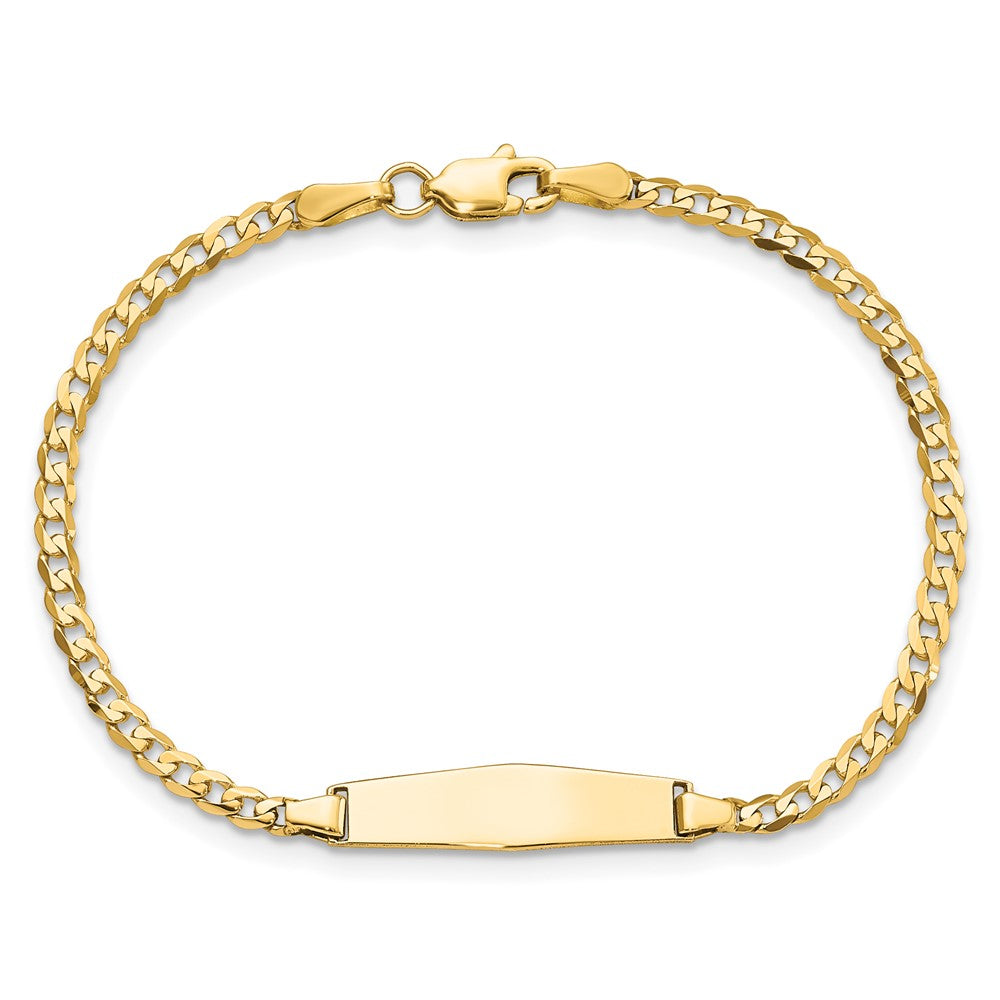 Solid 14K Yellow Gold Baby Soft Diamond Shape Curb ID Bracelet
