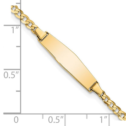Solid 14K Yellow Gold Baby Soft Diamond Shape Curb ID Bracelet