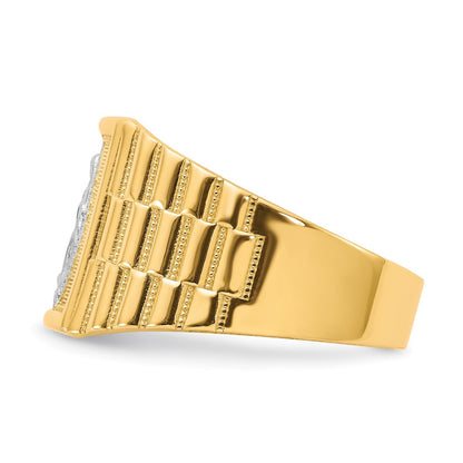 14K Yellow Gold and Rhodium Men's Our Lady of Guadalupe Ring