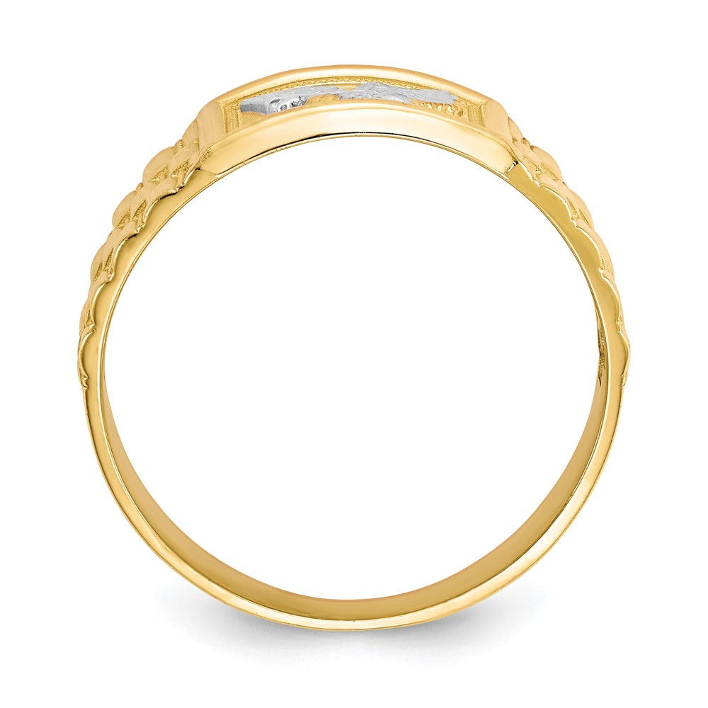 14K Yellow Gold and Rhodium Men's Eagle Ring