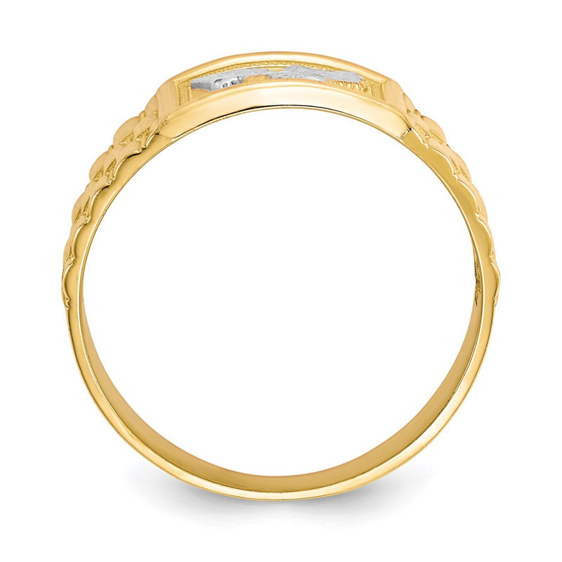 14K Yellow Gold and Rhodium Men's Eagle Ring