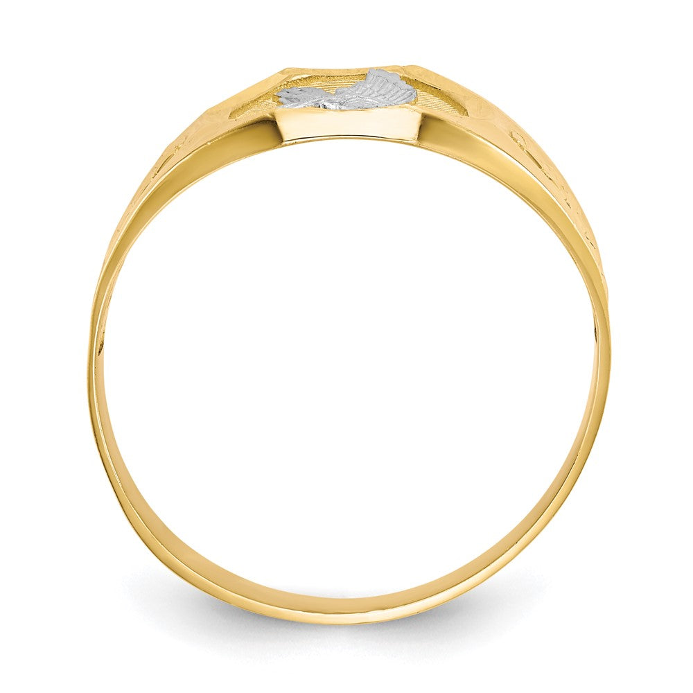 14K Yellow Gold and Rhodium Men's Eagle Ring