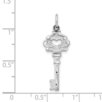 14K White Gold Diamond-Cut Key Charm