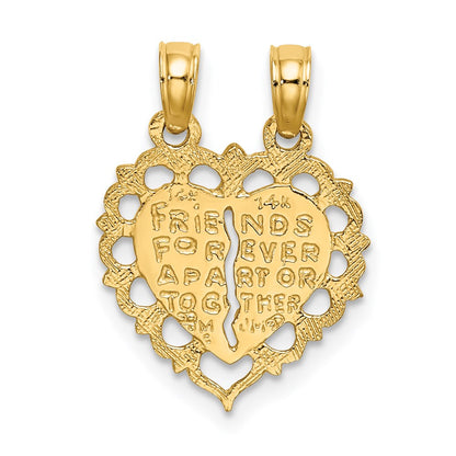 14K Yellow Gold Polished Best Friend 2 Piece Break-Apart Heart Charm