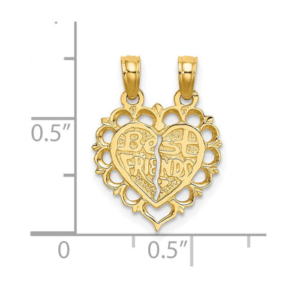 14K Yellow Gold Polished Best Friend 2 Piece Break-Apart Heart Charm
