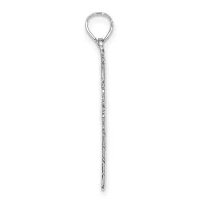 14K White Gold Solid Polished Candy Cane Pendant