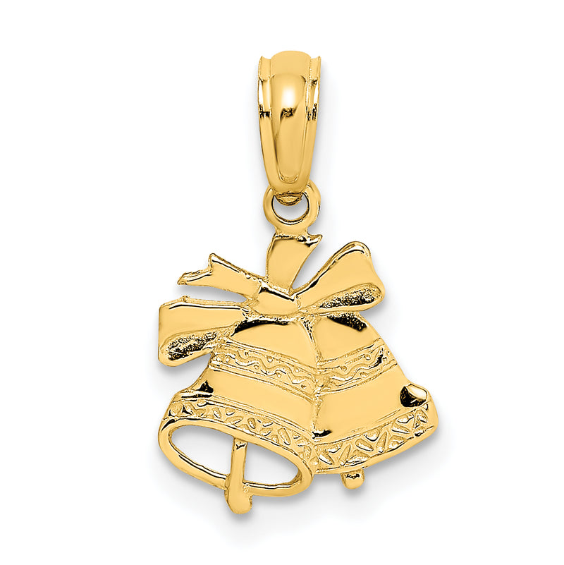 14K Yellow Gold Polished Christmas Bells Charm
