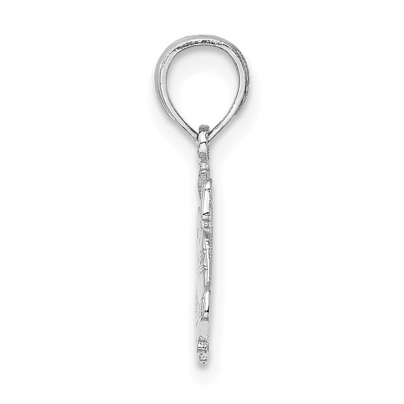 14K White Gold Polished Christmas Bells Pendant