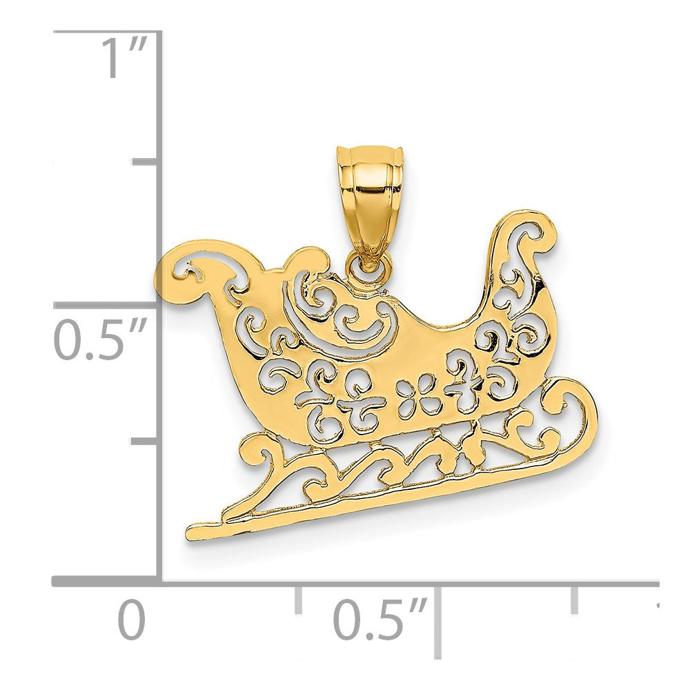 14K Yellow Gold Polished Sleigh Charm