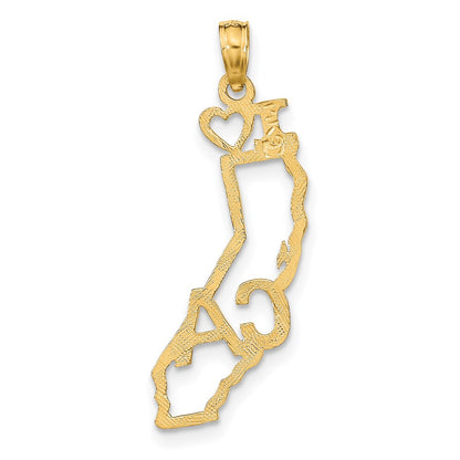 14K Yellow Gold Solid California State Pendant