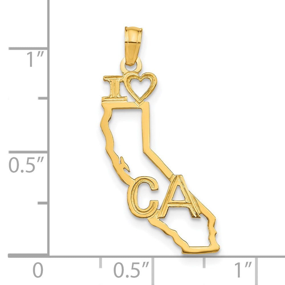 14K Yellow Gold Solid California State Pendant