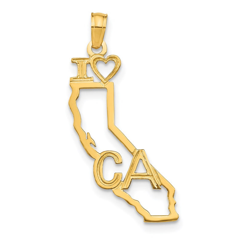 14K Yellow Gold Solid California State Pendant