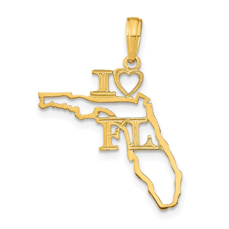 14K Yellow Gold Solid Florida State Pendant