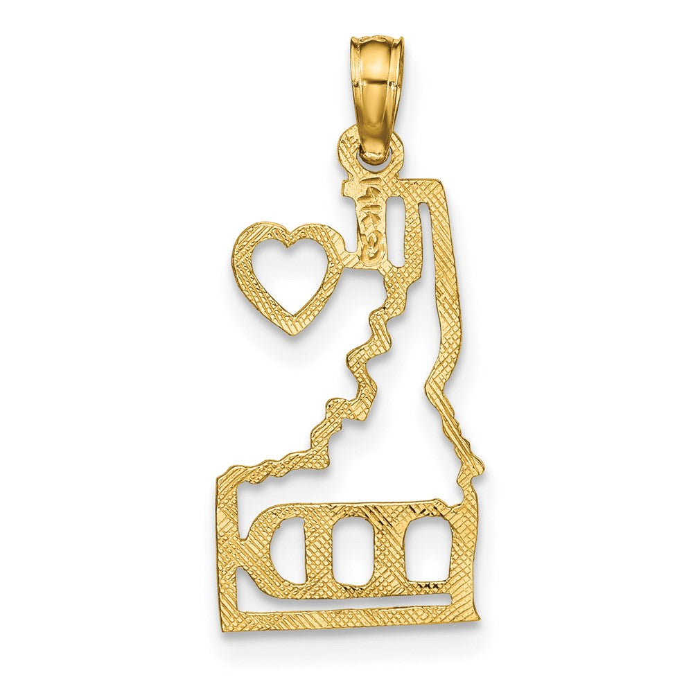 14K Yellow Gold Solid Idaho State Pendant