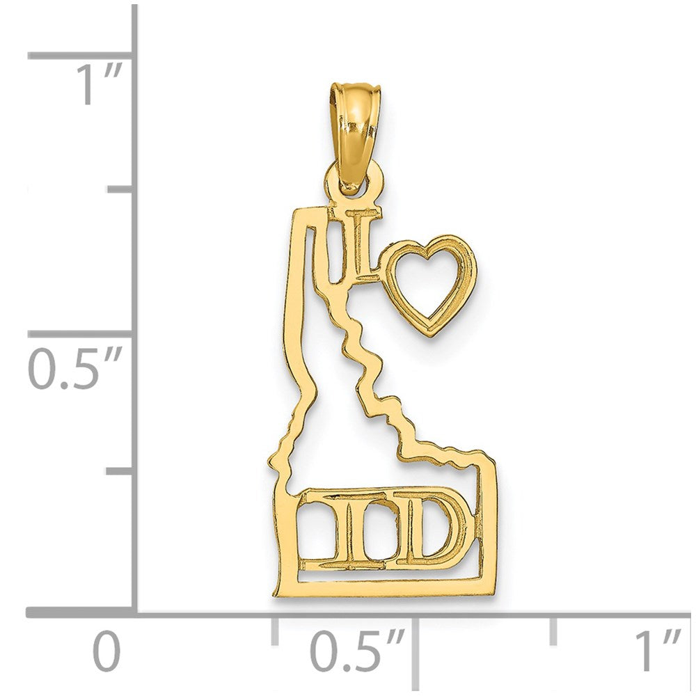 14K Yellow Gold Solid Idaho State Pendant