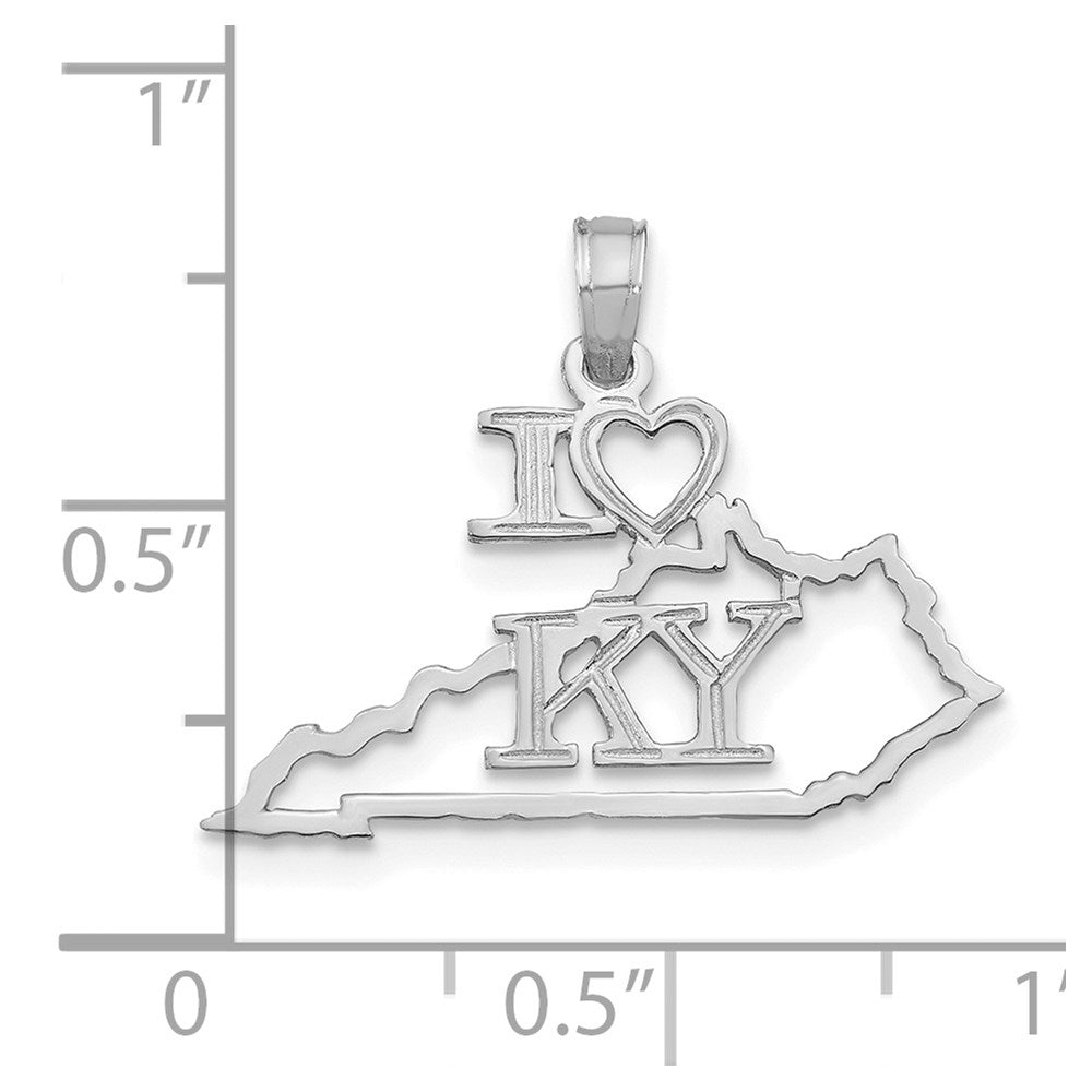 14K White Gold Solid Kentucky State Pendant