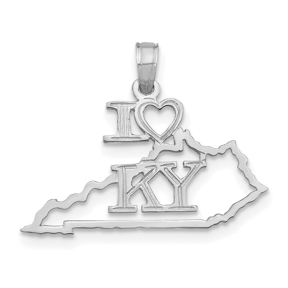 14K White Gold Solid Kentucky State Pendant