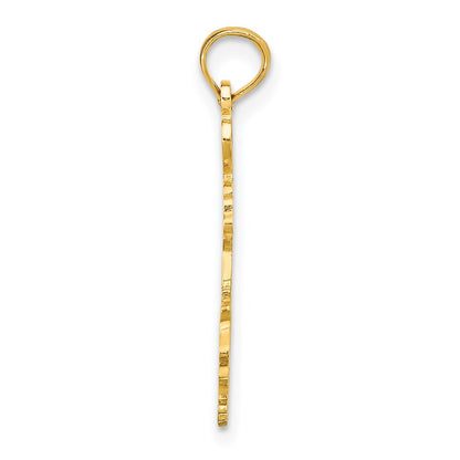 14K Yellow Gold Solid Louisiana State Pendant