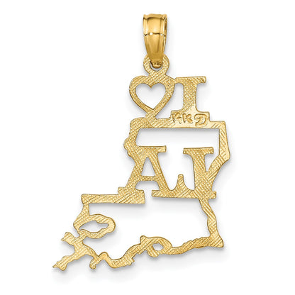 14K Yellow Gold Solid Louisiana State Pendant