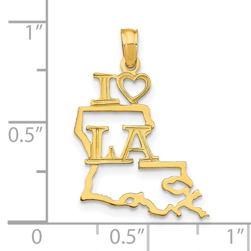 14K Yellow Gold Solid Louisiana State Pendant