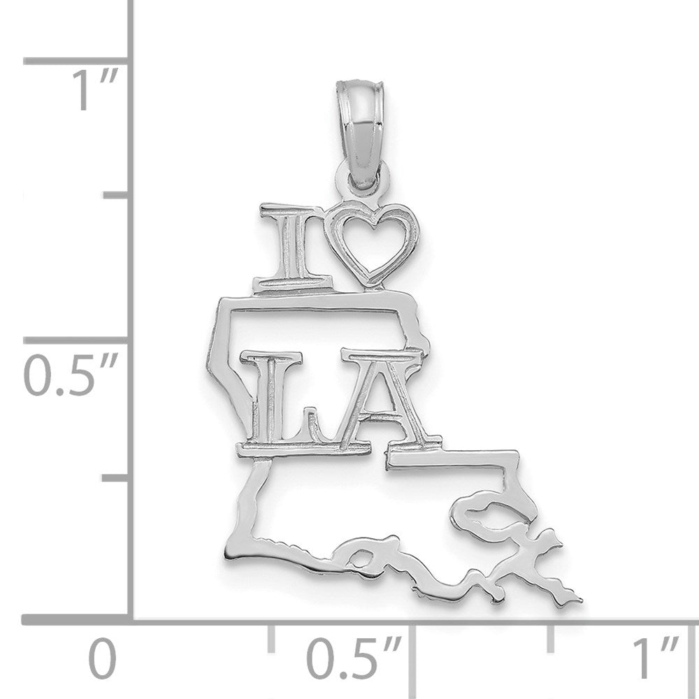 14K White Gold Solid Louisiana State Pendant