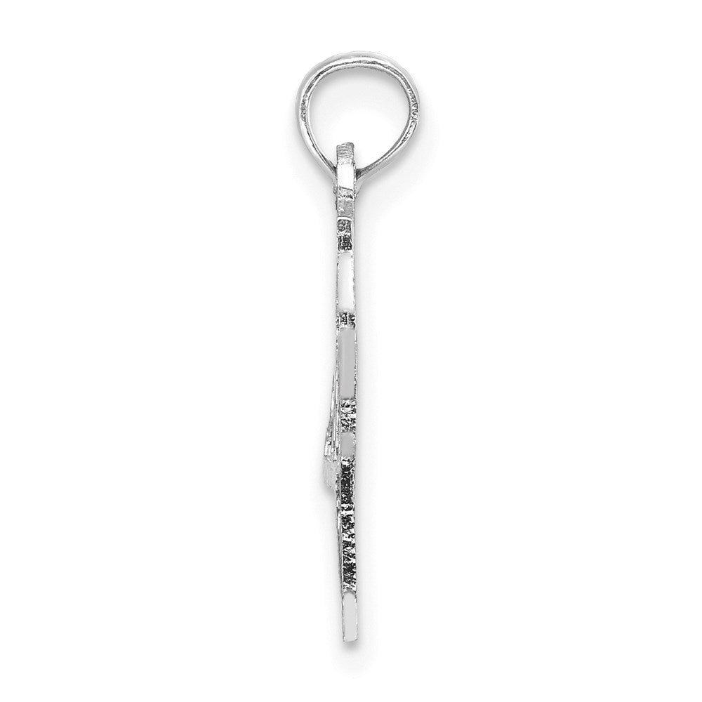 14K White Gold Solid New York State Pendant