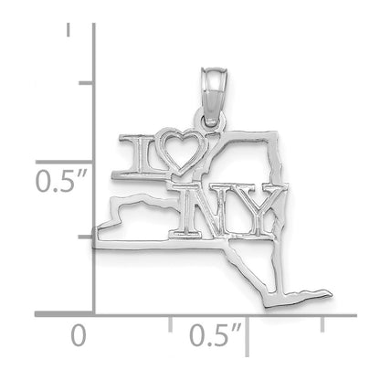 14K White Gold Solid New York State Pendant