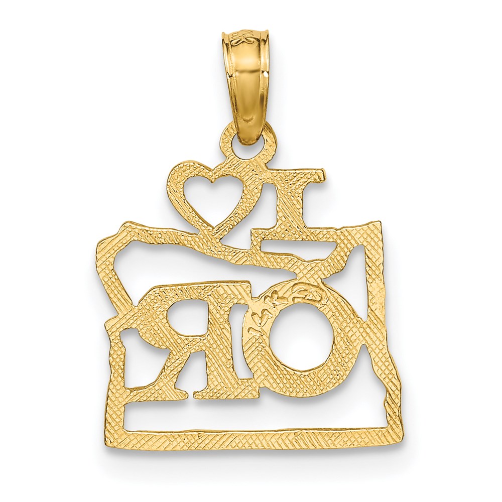 14K Yellow Gold Solid Oregon State Pendant