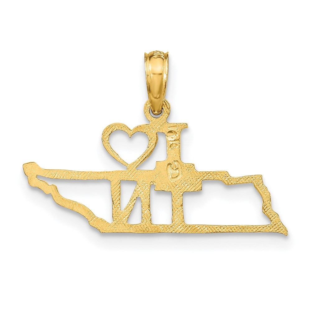 14K Yellow Gold Solid Tennessee State Pendant
