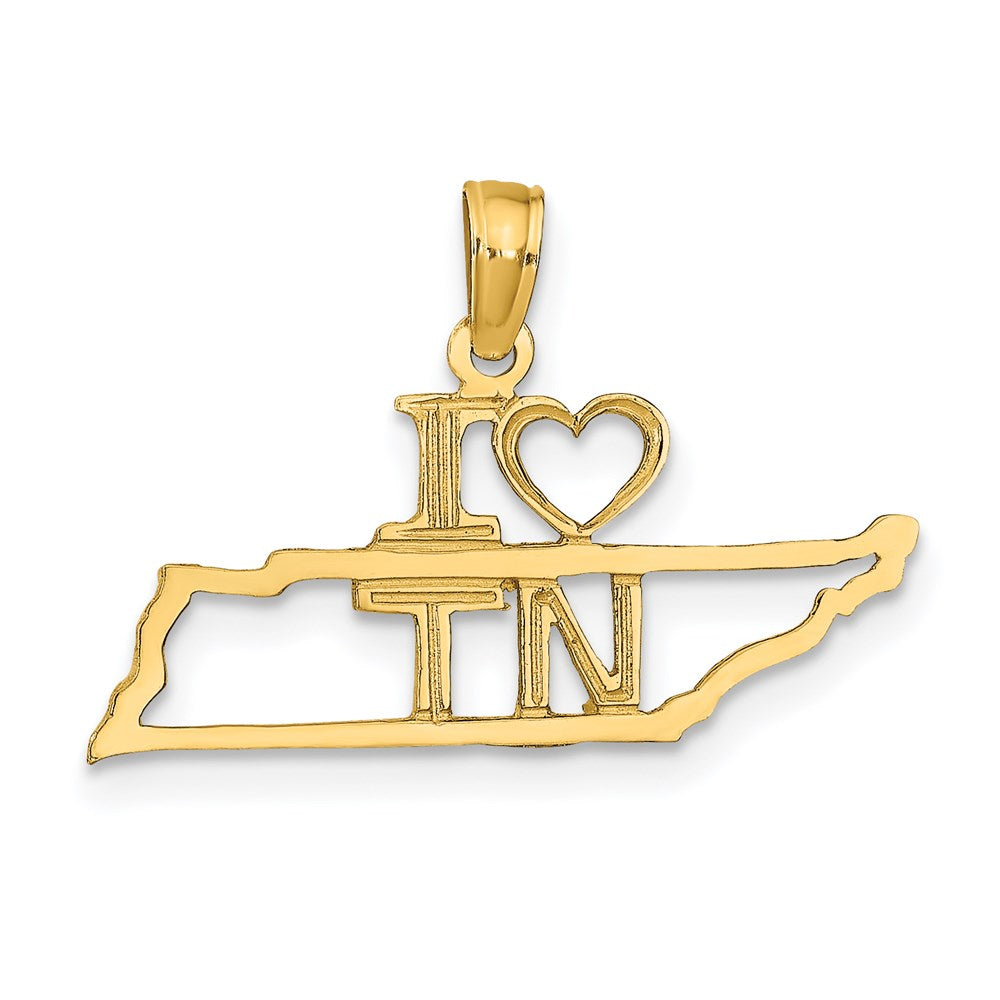 14K Yellow Gold Solid Tennessee State Pendant