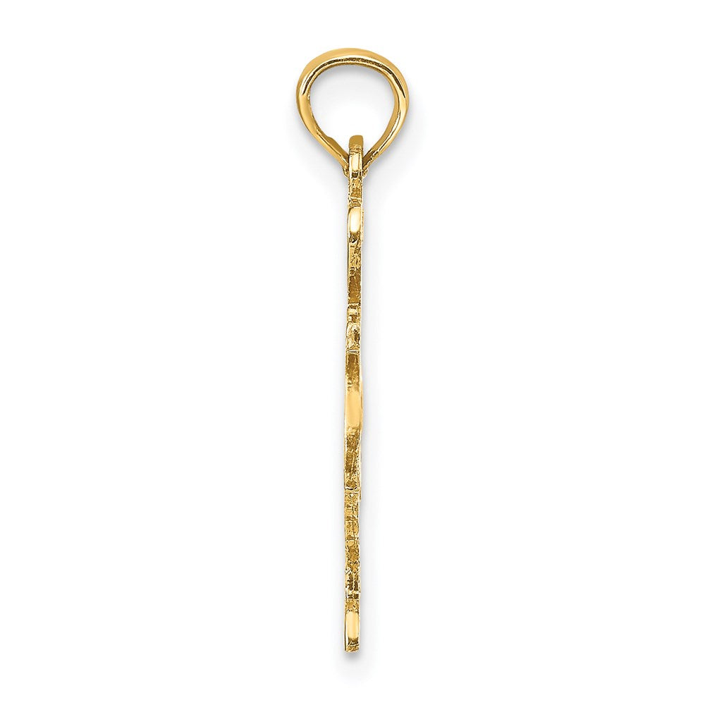 14K Yellow Gold Solid Texas State Pendant