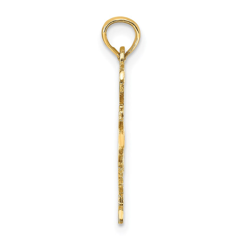 14K Yellow Gold Solid Texas State Pendant