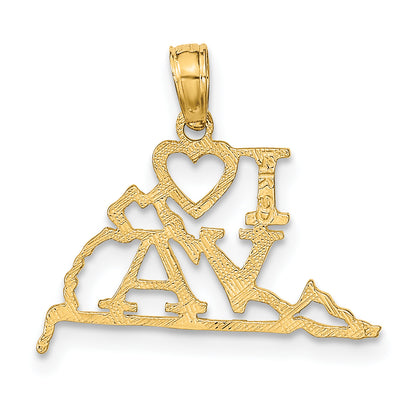 14K Yellow Gold Solid Virginia State Pendant