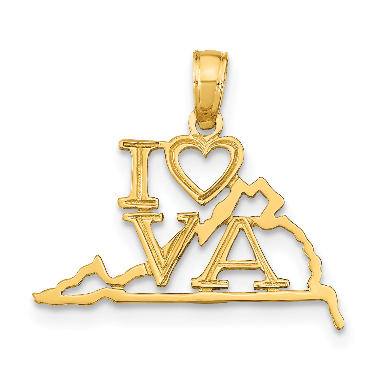 14K Yellow Gold Solid Virginia State Pendant