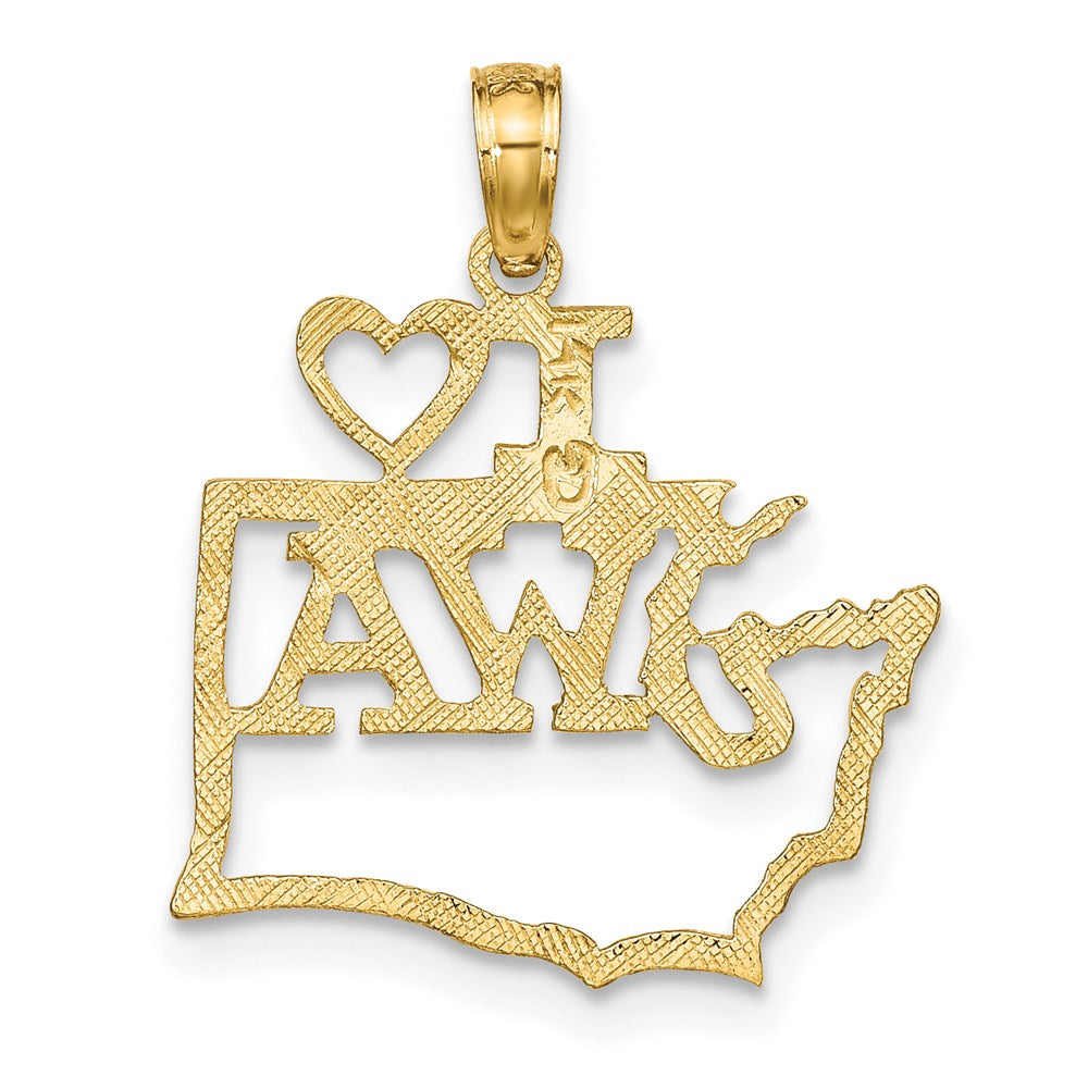 14K Yellow Gold Solid Washington State Pendant