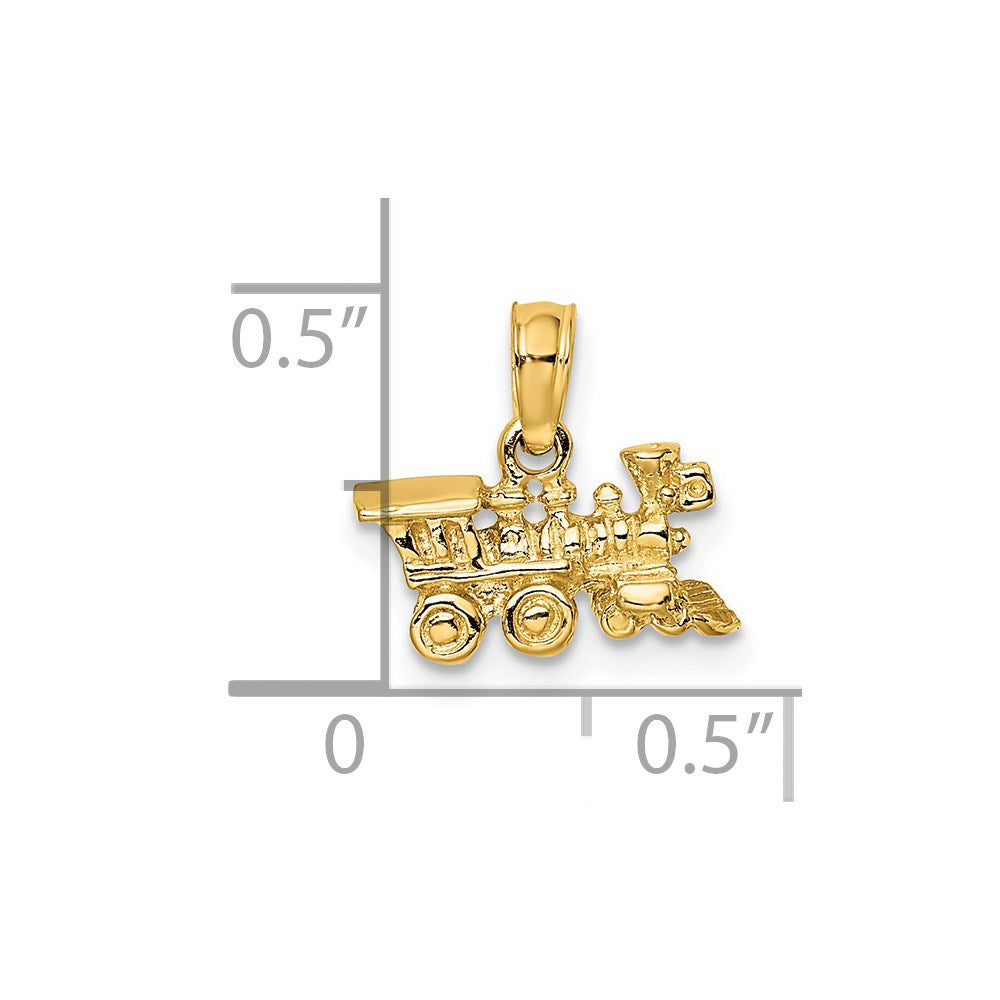 14K Yellow Gold 3-D Miniature Train Charm