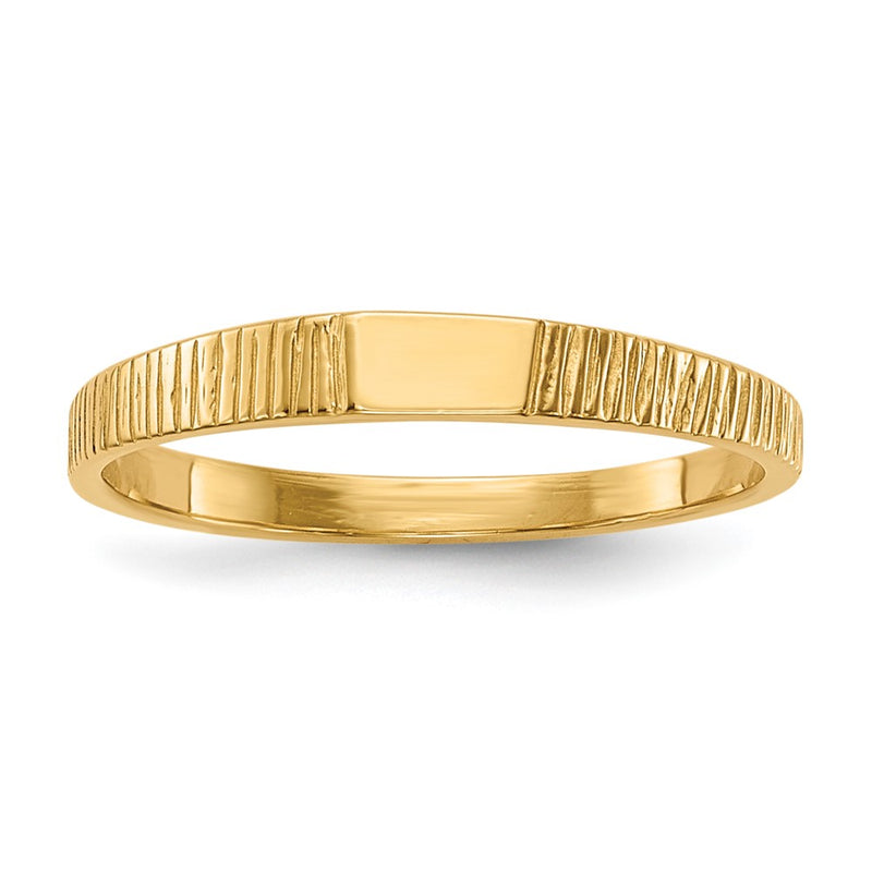 14K Yellow Gold Polished & Ridged Baby Ring