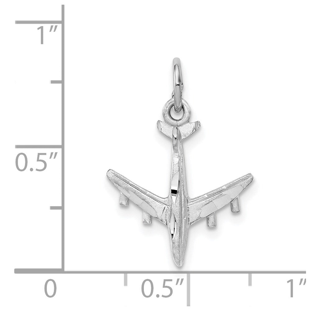 14K White Gold 3-D Airplane Charm