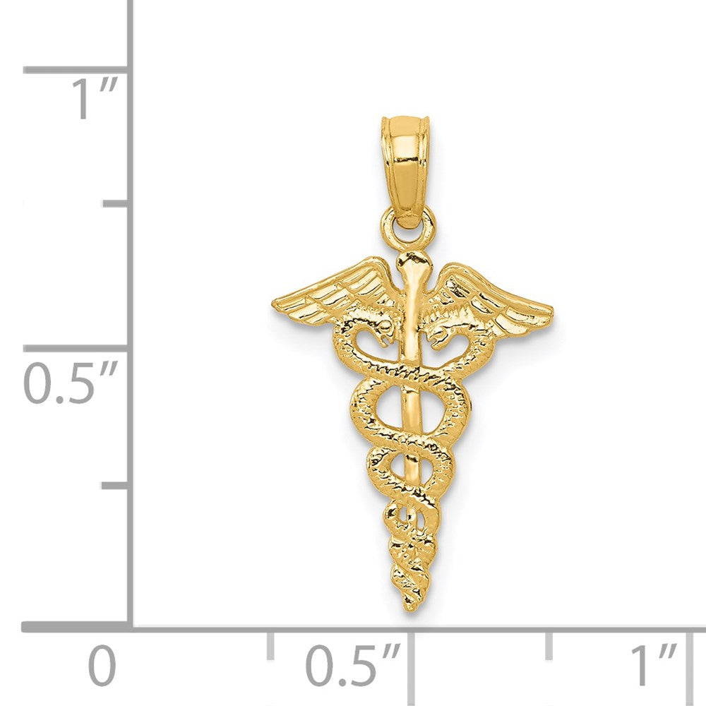 14K Yellow Gold Caduceus Pendant